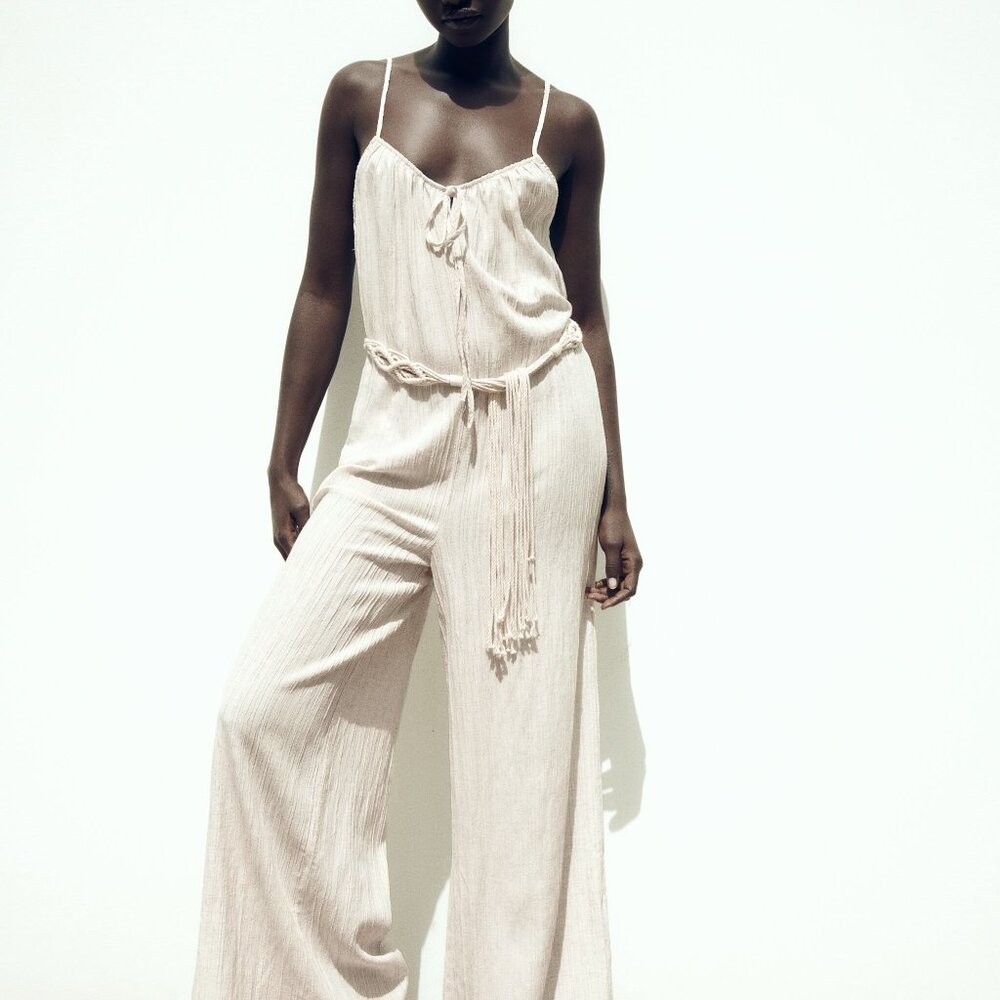 Zara Wrinkle Look Wide Leg Jumpsuit